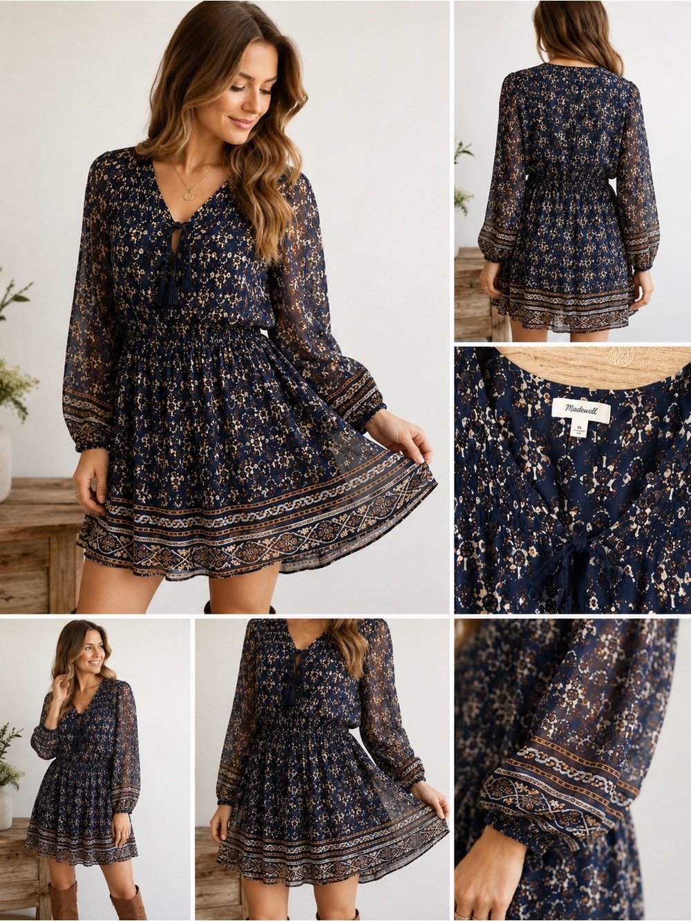 Madewell Silk Boho Woodland Dress in Artisan Floral size 10